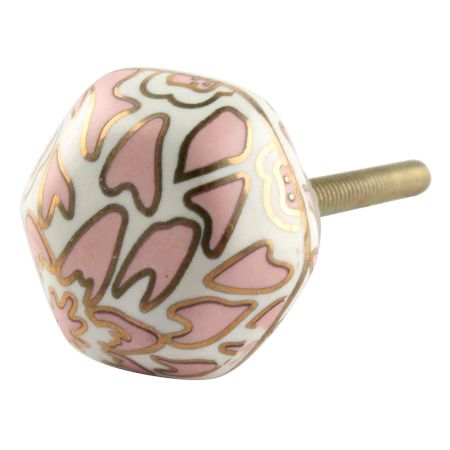 Pink Hexagon Small Ceramic Cabinet Knob